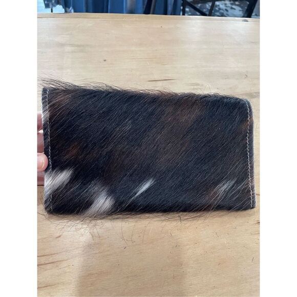 New Leather Pony Hair Clutch Wallet with Aztec EmDerail Rodeo Western - Picture 2 of 6